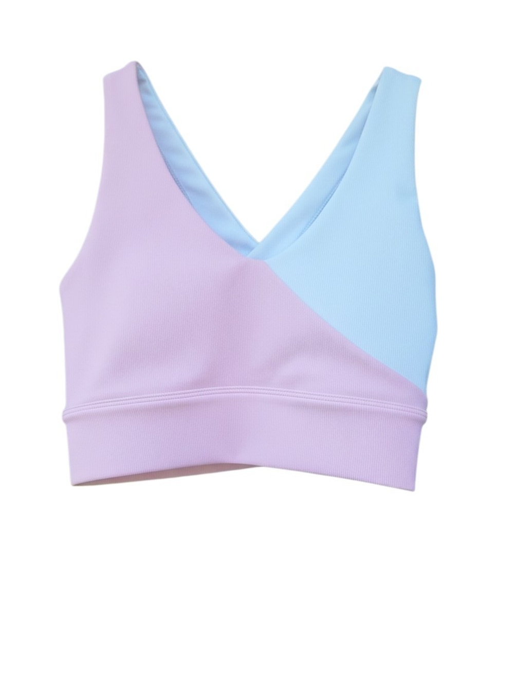 WILO Colorblock V-Neck Sports Bra Pink & White Size Small